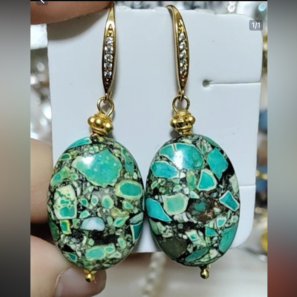 Turquoise Mosaic Drop Earrings